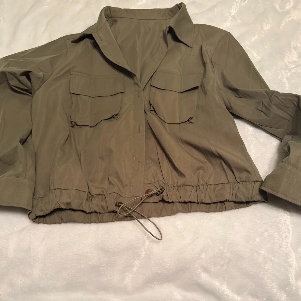 Olive Green Women's Utility Jacket - Picture 2 of 9
